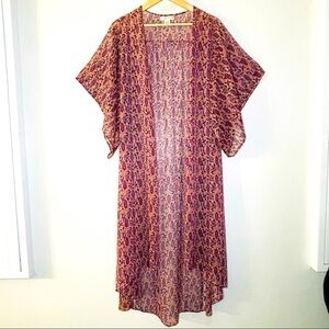 Band of‎ Gypsies Sheer Floral Boho Long Duster Robe Size M